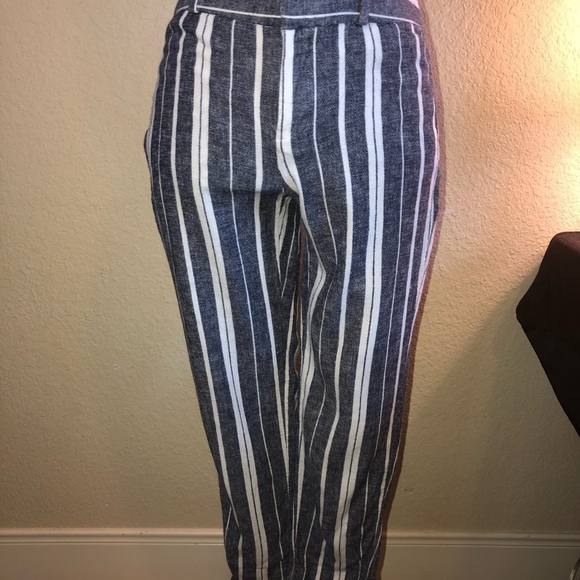 Banana Republic Avery Striped Linen Blue & White Striped Pants Size 2 - Picture 1 of 7